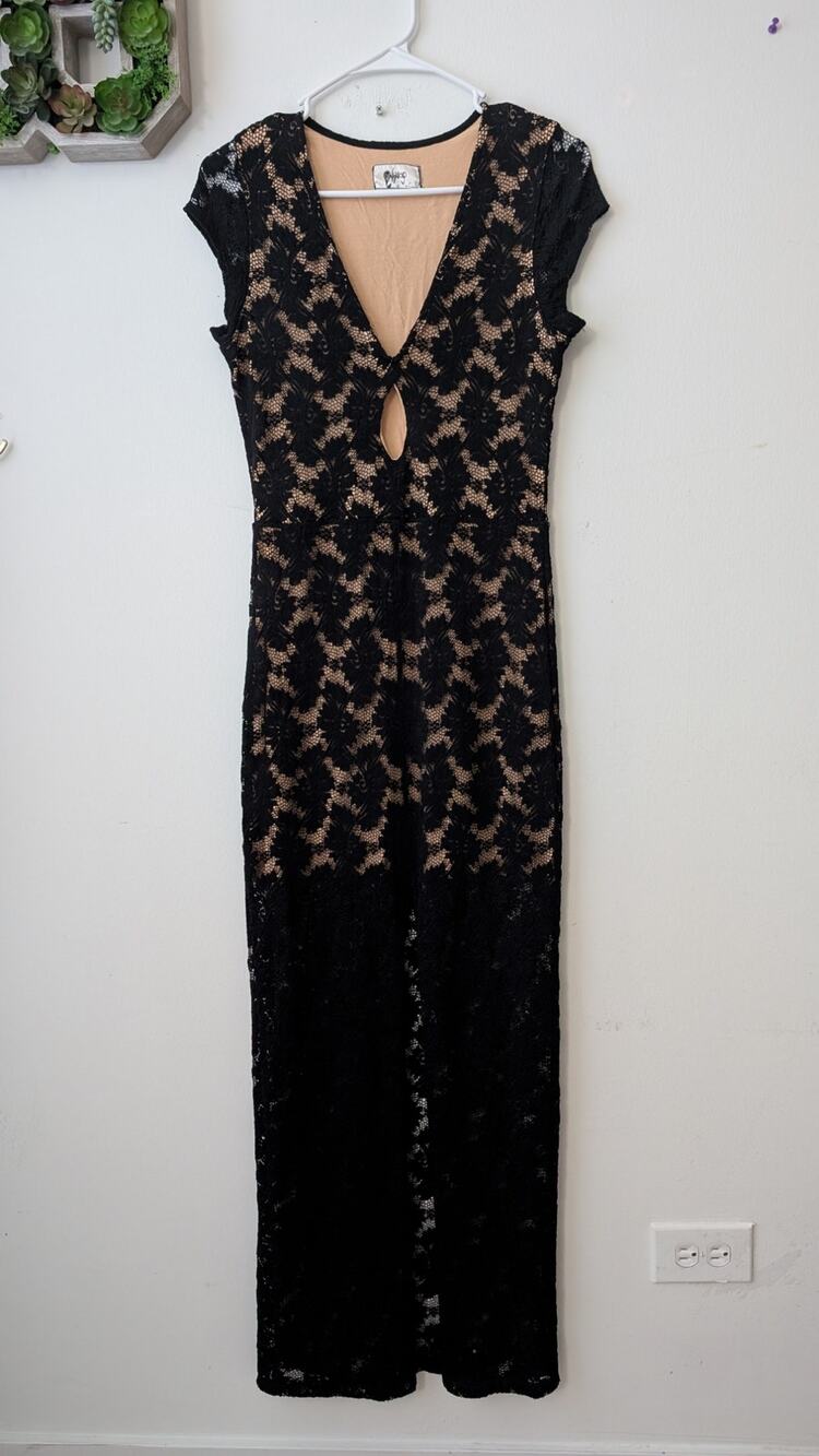 Nightcap black stretch lace maxi dress